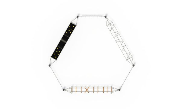 Safe playground equipment designed to provide continuous and challenging outdoor climbing activities for kids in public parks.