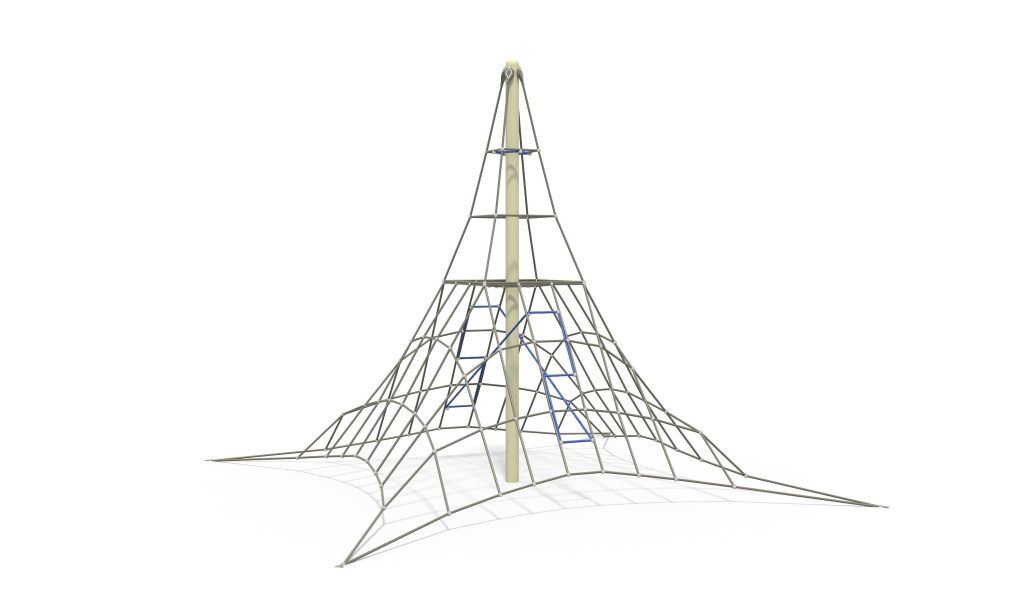 Heavy-duty climbing net with internal climbing paths designed for dynamic outdoor climbing activities.