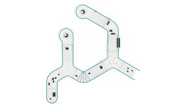Safe playground equipment designed to provide continuous outdoor climbing activities for kids in a large park adventure playspace.